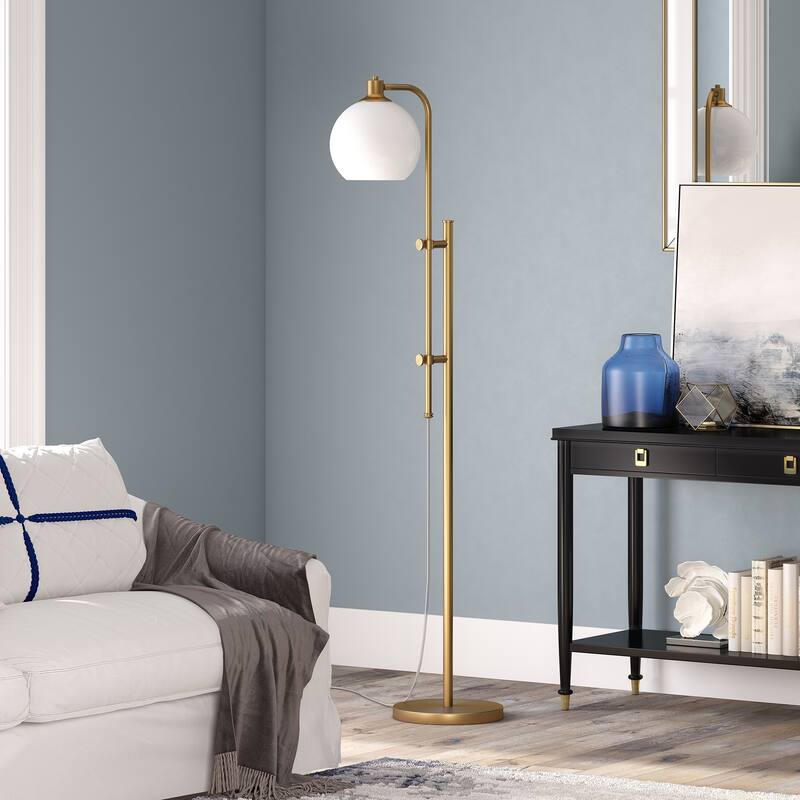 Antho Height Adjustable Floor Lamp with Glass Shade