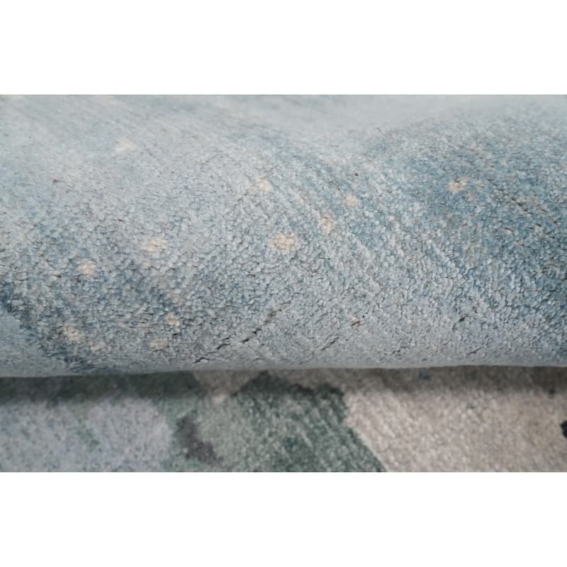 Hand Knotted Oriental Viscose Silk Carpet Modern Pictorial Multi-Colored Abstract Area Rug - 7' 10'' X 5' 1''