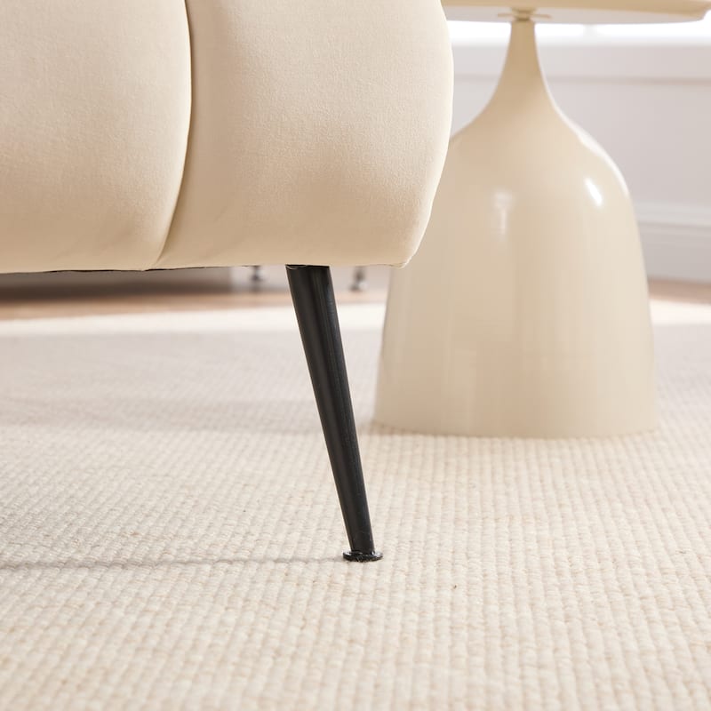 Velvet Armless Accent Chair with Black Metal Legs