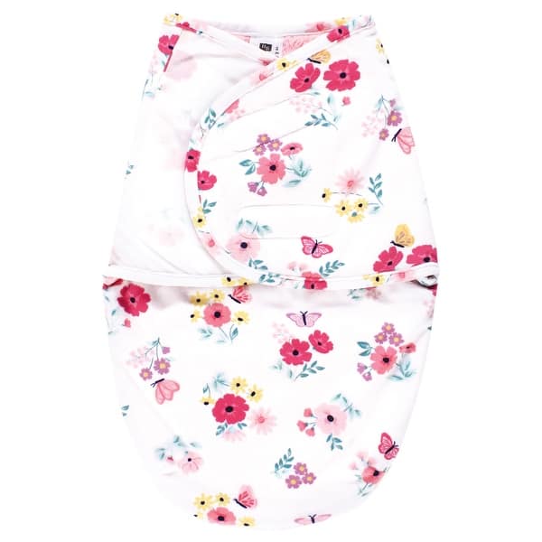 slide 1 of 1, Hudson Baby Infant Girl Plush Faux Fur Swaddle Wrap, Butterfly Floral, 0-3 Months - Butterfly Floral - 0-3 Months 0-3 Months - Butterfly Floral