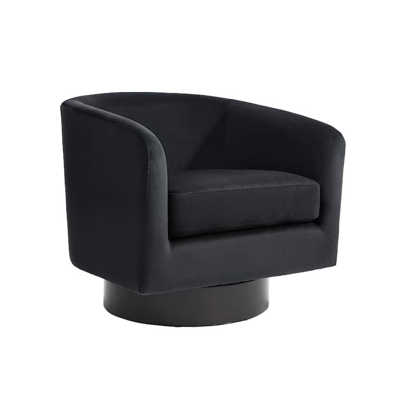 360-Degree Swivel Round Barrel Velvet Armchair Accent Chairs