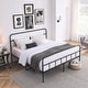 preview thumbnail 3 of 8, Minimalist Metal Bed Frame Iron Slat Support Metal Platform Bed Frame for Bedroom Dorm, Square Tube Frame Design, King, Black