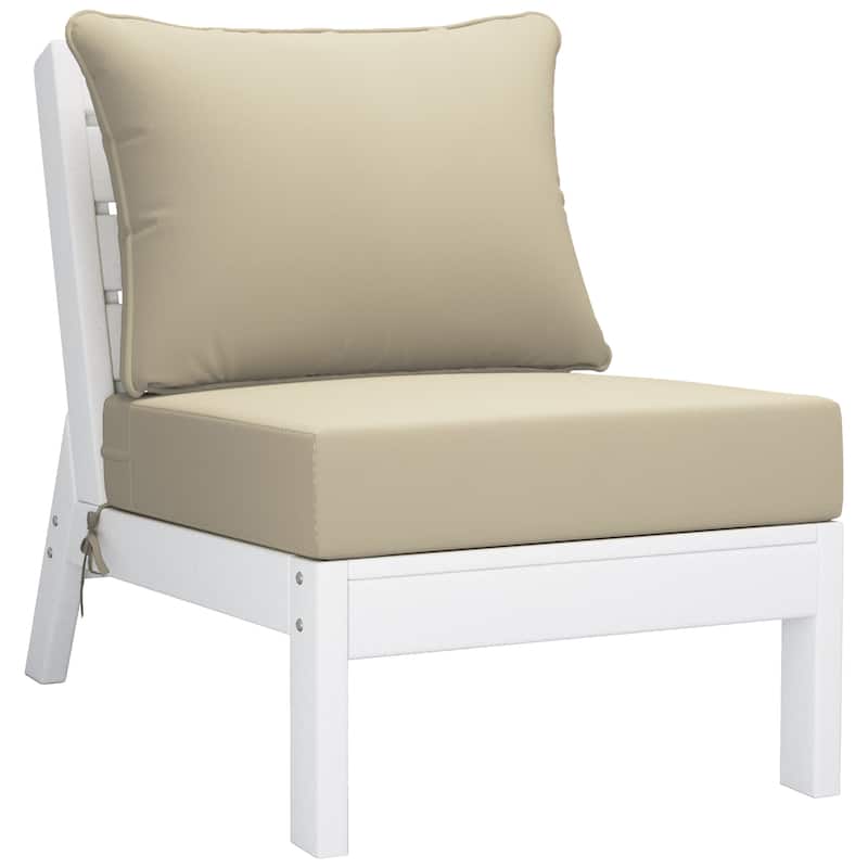 Birchwood All Weather HDPE Outdoor Patio Deep Seating White Armless Chair With Cushions (1-Piece)