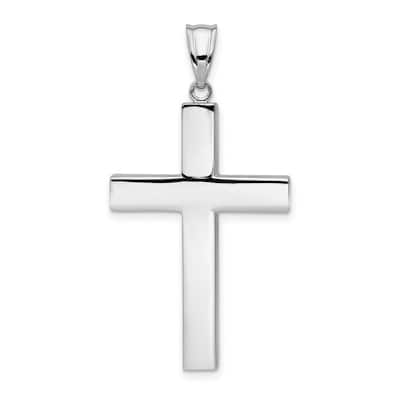 Curata 14k White Gold 18" Polished Hollow Cross Pendant Necklace