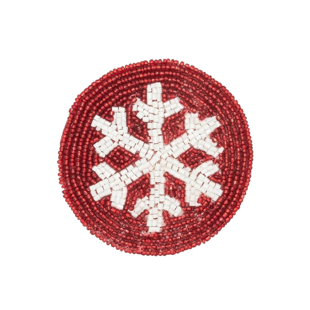 Snowflake Sparkle Beaded Coaster (Set of 4) - 4"
