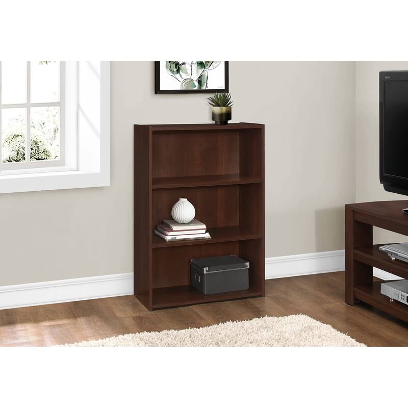 Transitional 4 Tier Bookshelf, 36"h Bookcase with 2 Adjustable Shelves and 1 Fixed Bottom Shelf for Living Room Office Bedroom