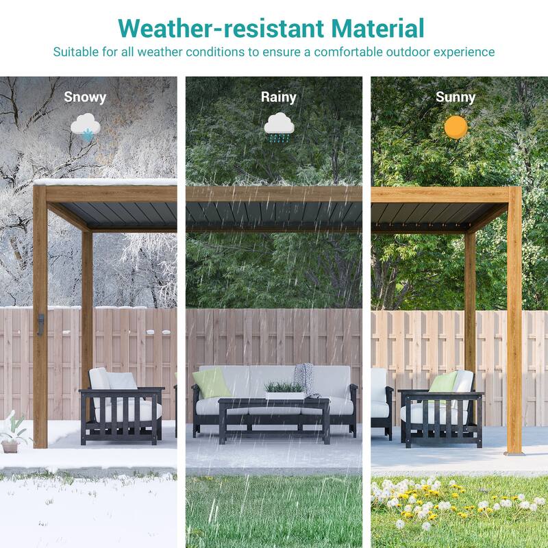 BONOSUKI Outdoor Louvered Pergola with Aluminum Frame for Modern Patio Living