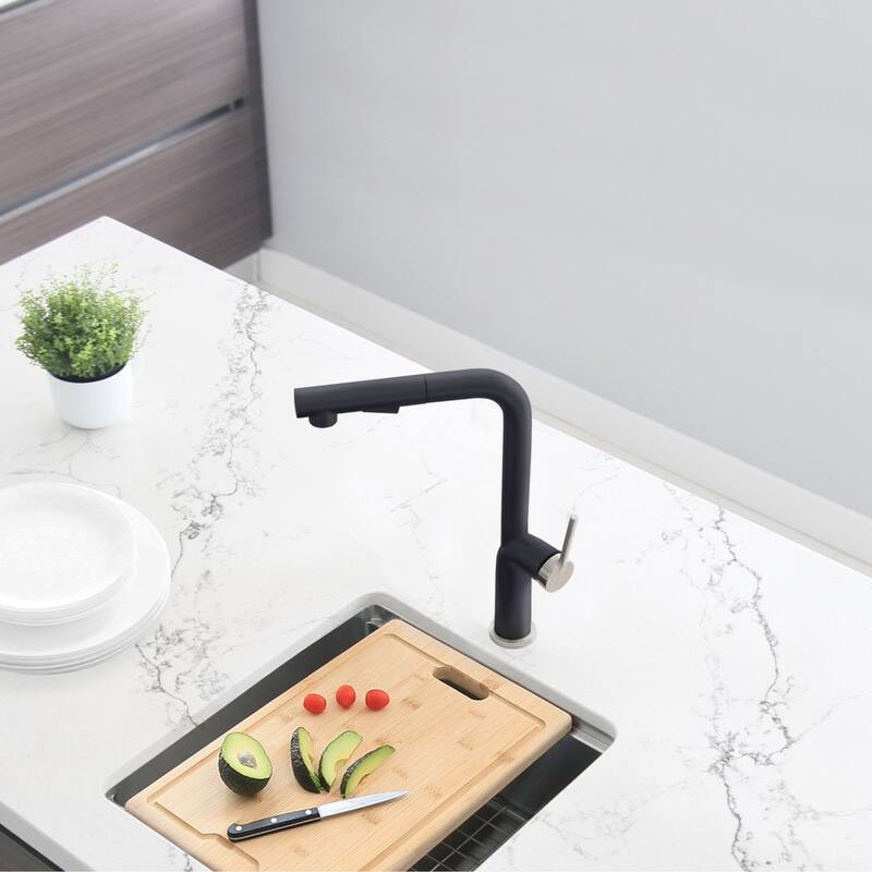 STYLISH Kitchen Sink Faucet Single Handle Pull Down Dual Mode in Stainless Steel