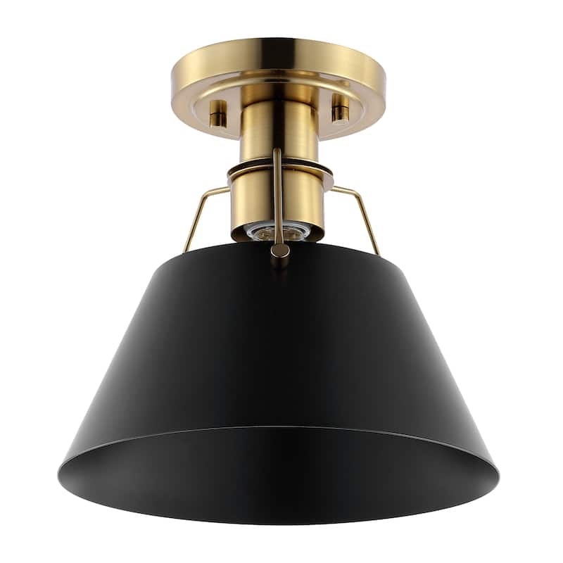 SAFAVIEH Lighting Ingrid Flush Mount - 12" W x 8" D x 8" H - Brass/Black - 12Wx8Dx8H