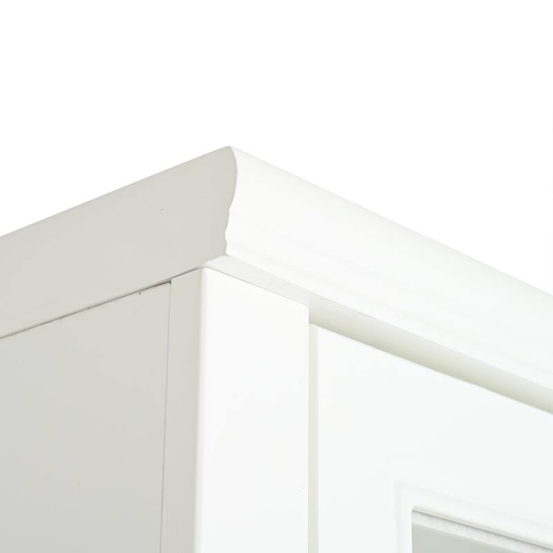 75.25'' Tall Freestanding Pantry Cabinet with Glass Door & Lattice Window, Farmhouse Display Cabinets with Storage