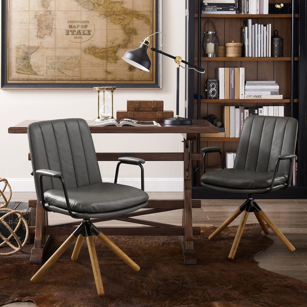 Art Leon Set of 2 Mid-century Swivel Home Office Chair