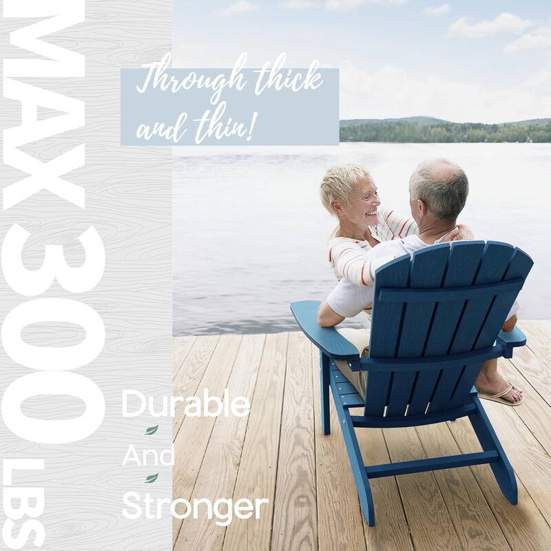 WINSOON All Weather HIPS Outdoor Plastic Adirondack Chairs Set of 2