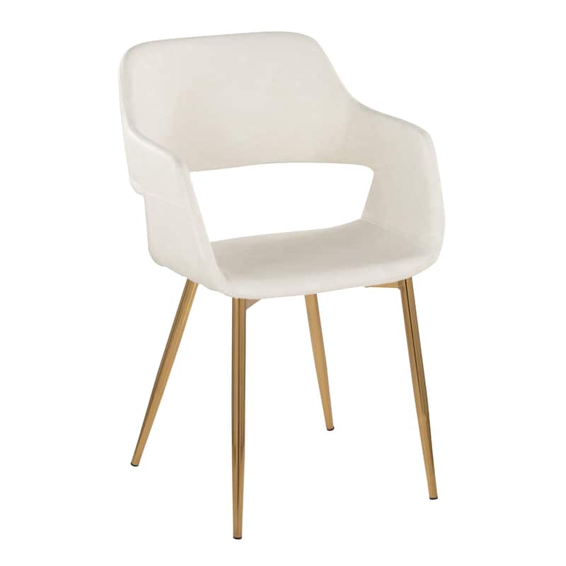 Porch & Den Vallen Dining Chair with Metal Legs (Set of 2) - Cream Faux Leather/Gold Metal
