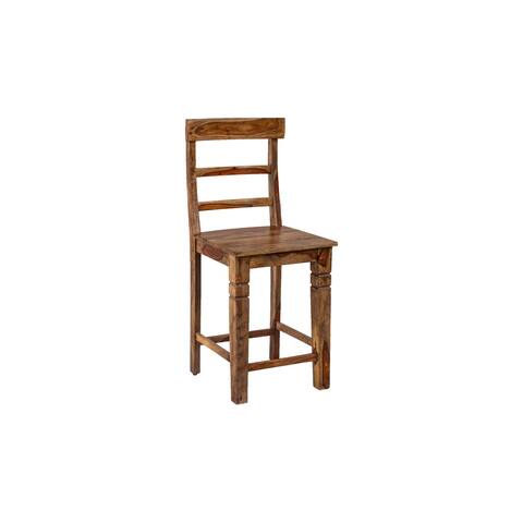 Porter Designs Taos Traditional Solid Wood Ladderback Counter Chair, Brown