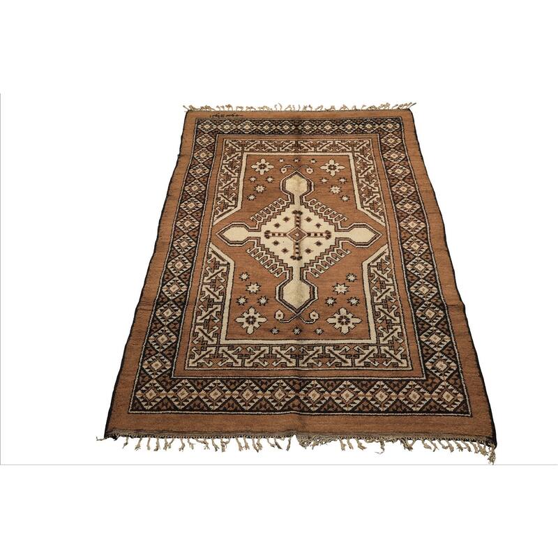 6'9''x9'6'' Hand Knotted Wool Mocha Traditional Vintage Area Rug - 6' 9'' x 9' 6''