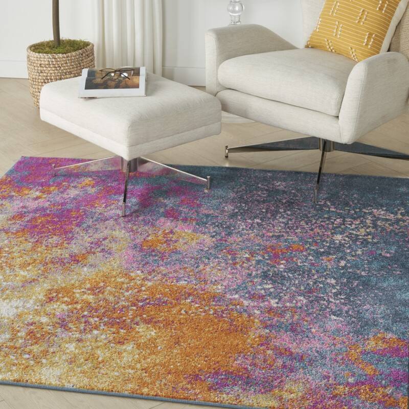 Hequ Power Loomed Geometric Abstract Area Rug By HomeRoots - 5' Round