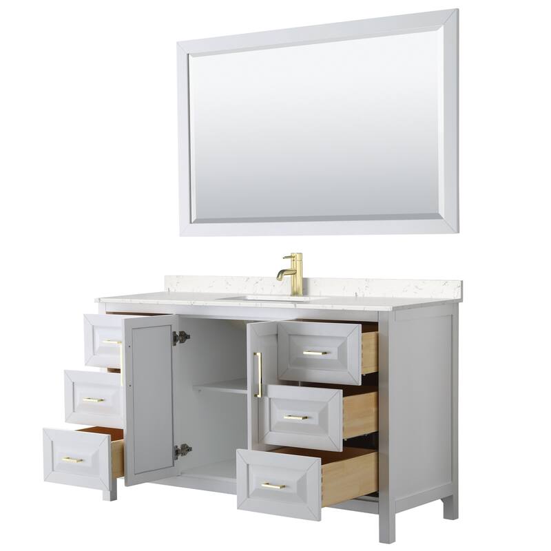Daria 60 Inch Single Vanity, Cultured Marble Top, 58 Inch Mirror