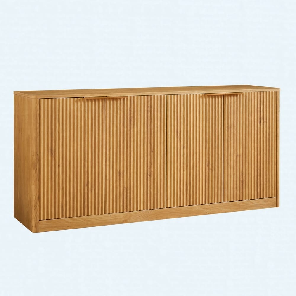 59" Modern Wavy Sideboard Cabinet - 4-Door Curved Storage Console