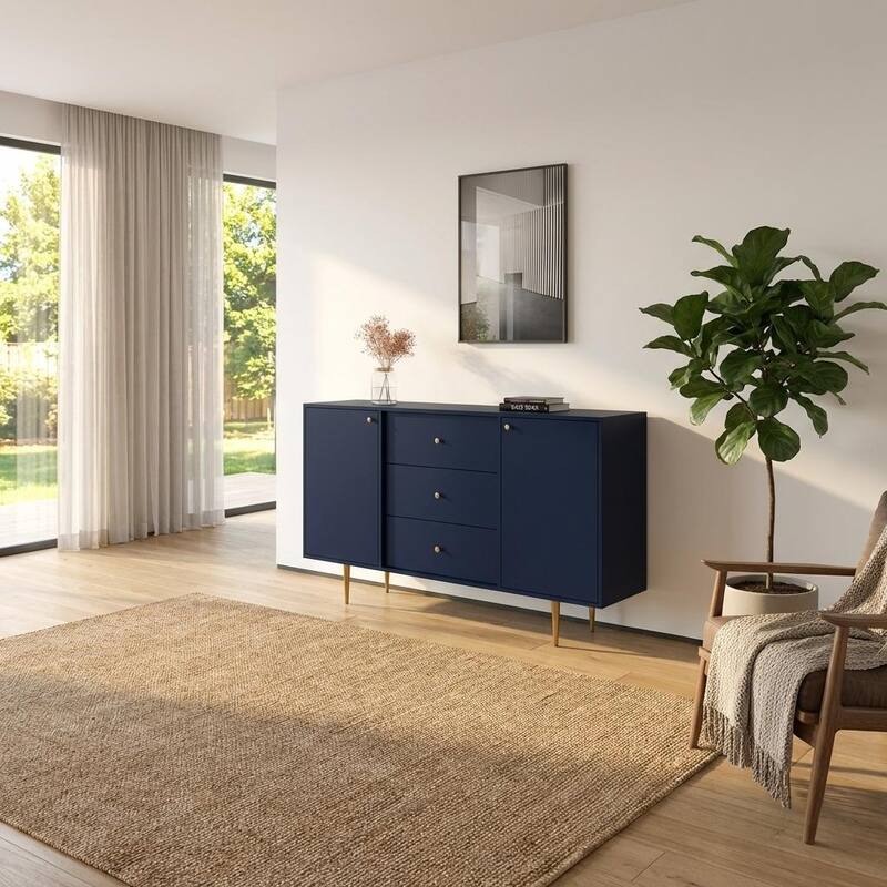 Meble Furniture Rose 03 63" Modern Sideboard Buffet - Matte Finish, European Made Contemporary Credenza Cabinet