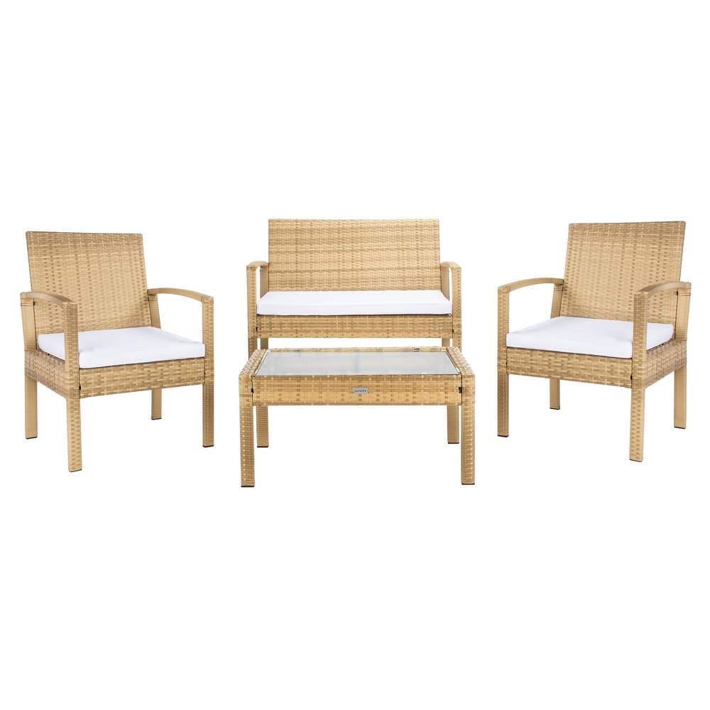 SAFAVIEH Outdoor Sherlyn 4-Piece Conversation Patio Set - 40W x 32D x 24H