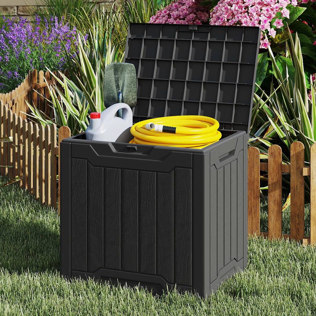 Moasis 31 Gallon Waterproof Resin Outdoor Storage Deck Box with Lockable Lid for Patio, Pool & Garden