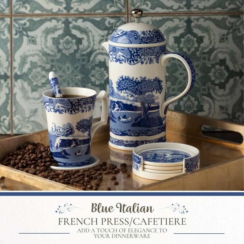 Spode Blue Italian Cafetiere French Press - 28 Ounce