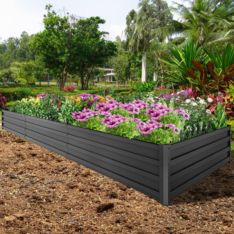 Moasis Outdoor Metal Raised Garden Bed with Gloves