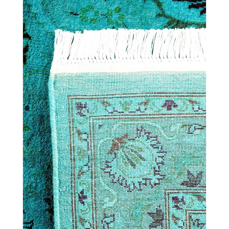 Overton Hand Knotted Wool Vintage Inspired Modern Contemporary Overdyed Blue Area Rug - 3' 1" x 5' 3"