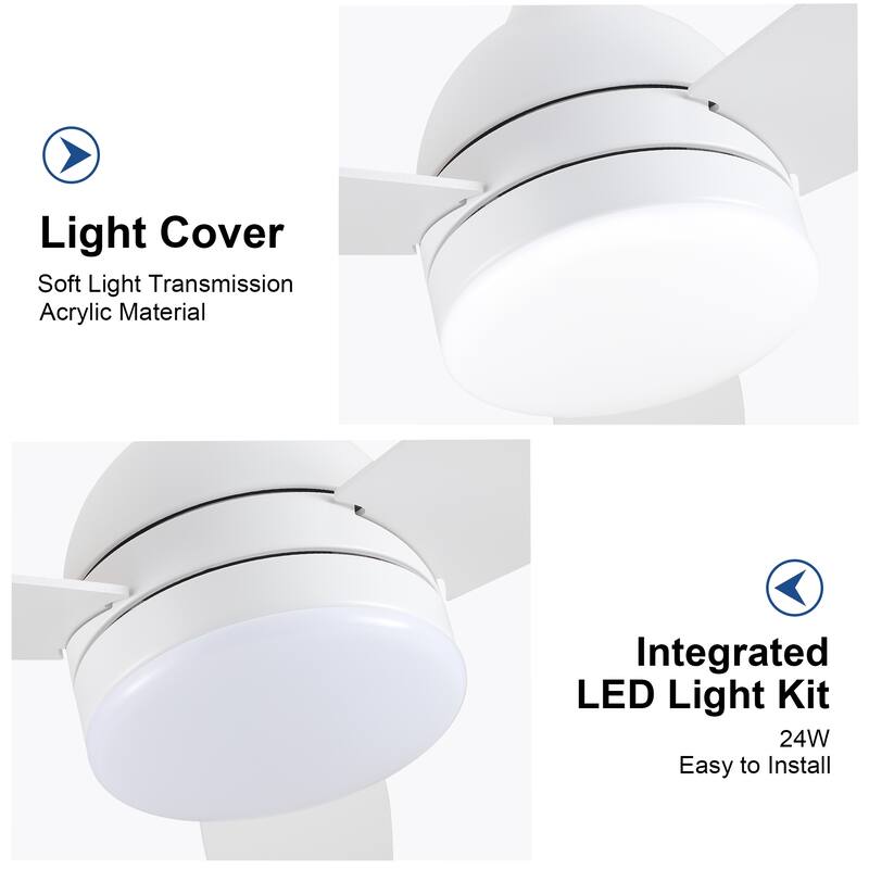 Indoor Smart Voice Control Ceiling Fan with Light, 48" Integrated LED Ceiling Fan for Bedrooms Kitchens Patios