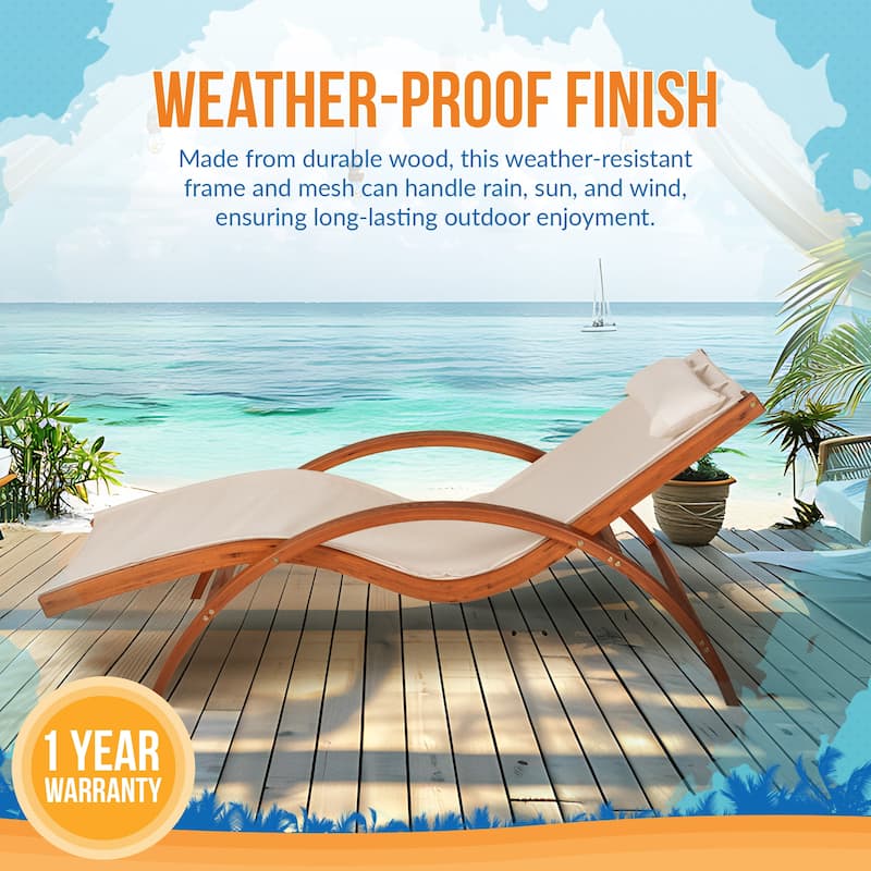 Island Retreat Bentwood Breeze Luxury Lounger With Wood Frame - Champagne