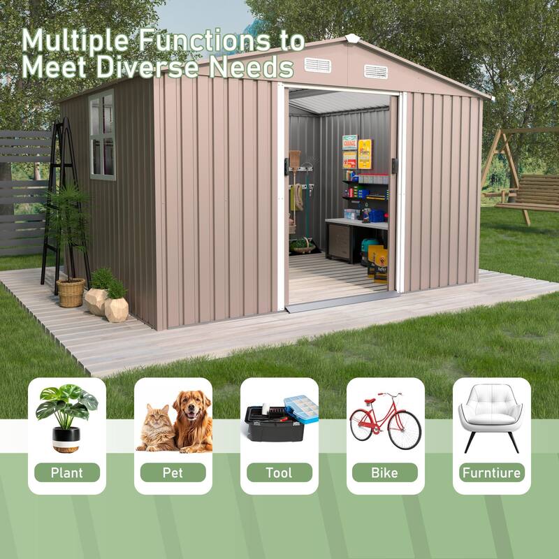 Outdoor Permanent Metal Storage Sheds for Gardening Tools, Patio Sheds Warehouse Vault