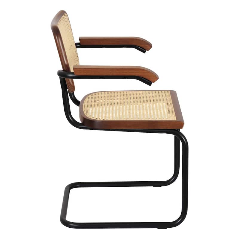 Breuer Chair Company Marcel Breuer Cesca Cane Cantilever Armchair Arm Chair w/ Black Steel Frame (Various Wood & Cane Colors)