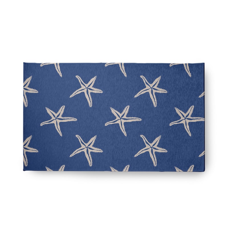 Starfish Beach Style Chenille Area Rug - Nautical Navy - 18" x 30"
