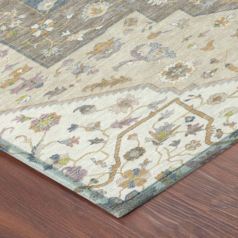 Machine Washable Indoor/ Outdoor Traditional Kolkata Chantille Rug