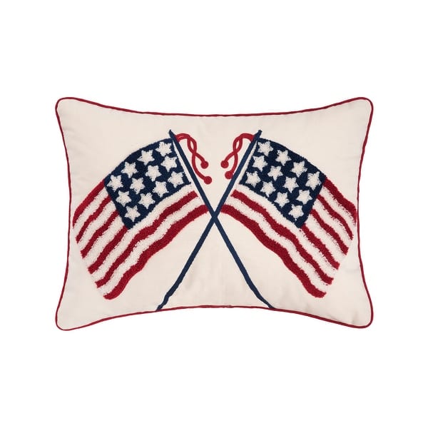 slide 2 of 5, Double U.S.A. Flag July Fourth Hooked Throw Pillow
