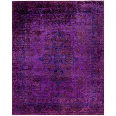 Overdyed One-of-a-Kind Hand-Knotted Area Rug - Purple - 8' 1" x 9' 10"