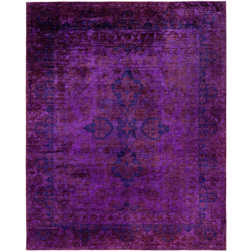 Overdyed One-of-a-Kind Hand-Knotted Area Rug - Purple - 8' 1" x 9' 10"
