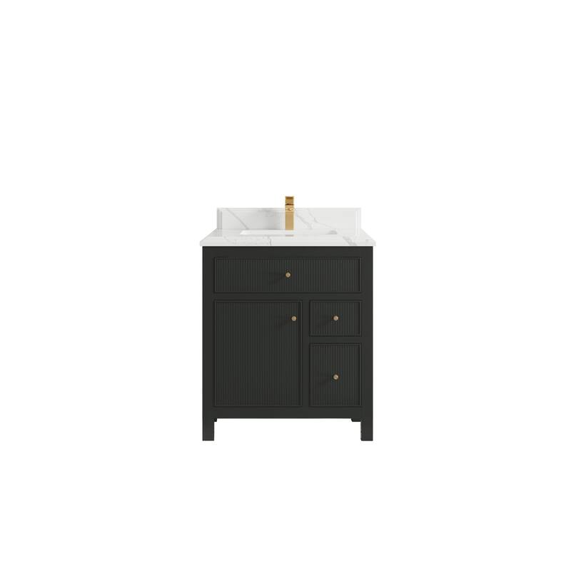 Willow Collections 30 in W x 22 in D Sonoma Free Standing Reeded Single Sink Bathroom Vanity with Countertop