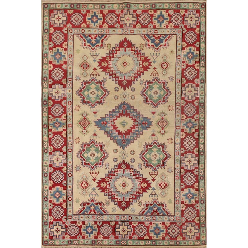 Kazak Oriental Area Rug Hand-Knotted Wool Carpet - 5'8" x 8'8"