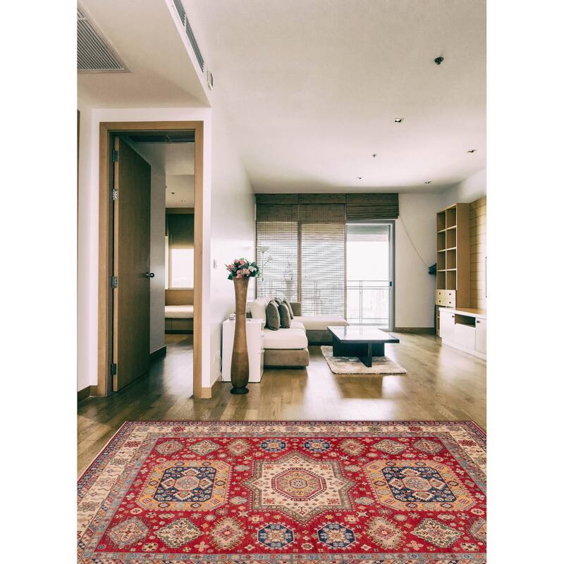 ECARPETGALLERY Hand-knotted Uzbek Ghazni Red Wool Rug - 8'11 x 12'1