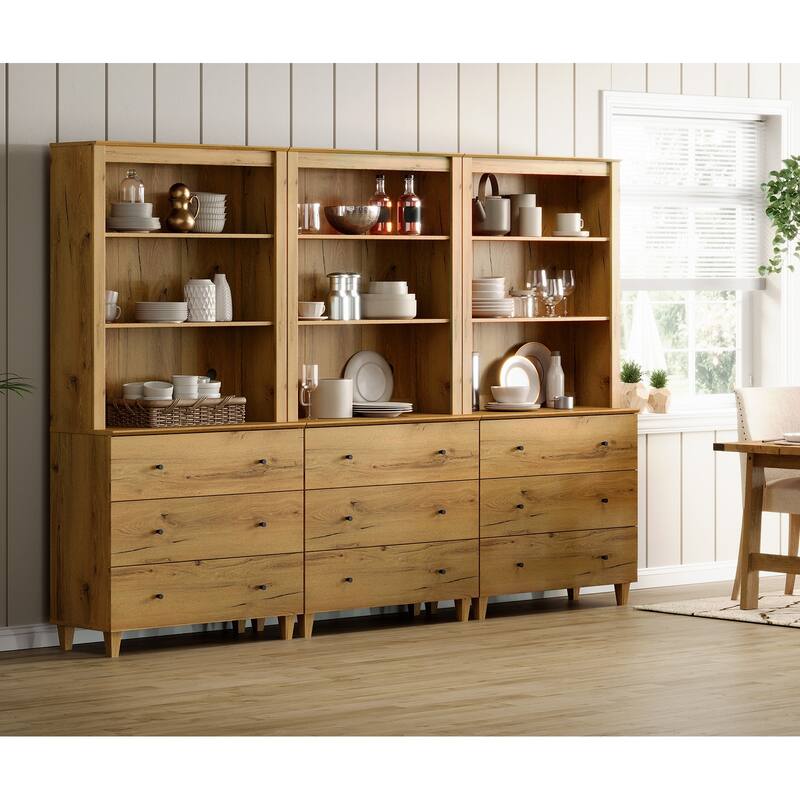 Modern 71" Tall Pantry Cabinet with Drawers & Adjustable Shelf for Kitchen