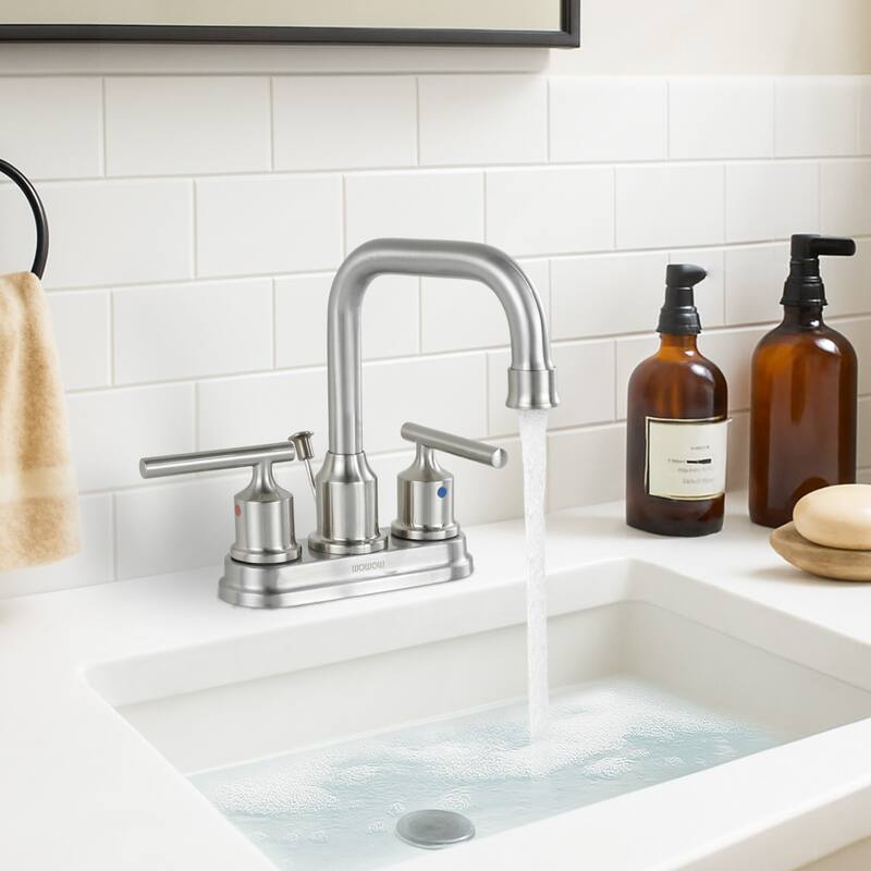 WOWOW 4 in. Centerset Double Handle Bathroom Faucet