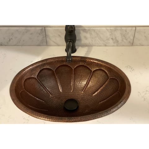 19-in Oval Sunburst Self Rimming Hammered Copper Sink (LO19RSBDB)