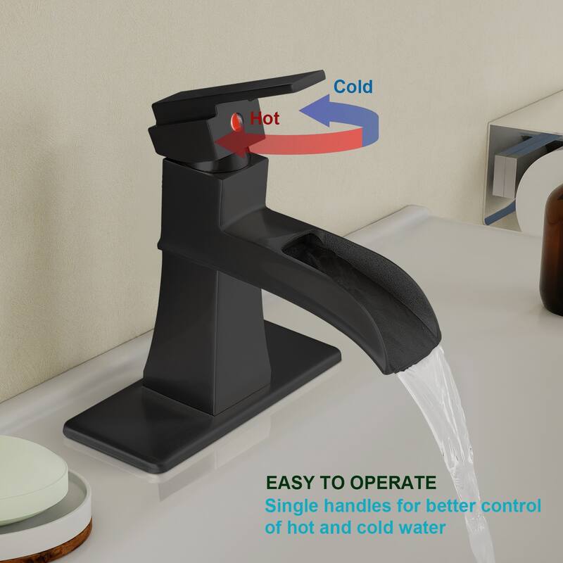 Topcraft Single Handle Waterfall Bathroom Faucet with Baseplate