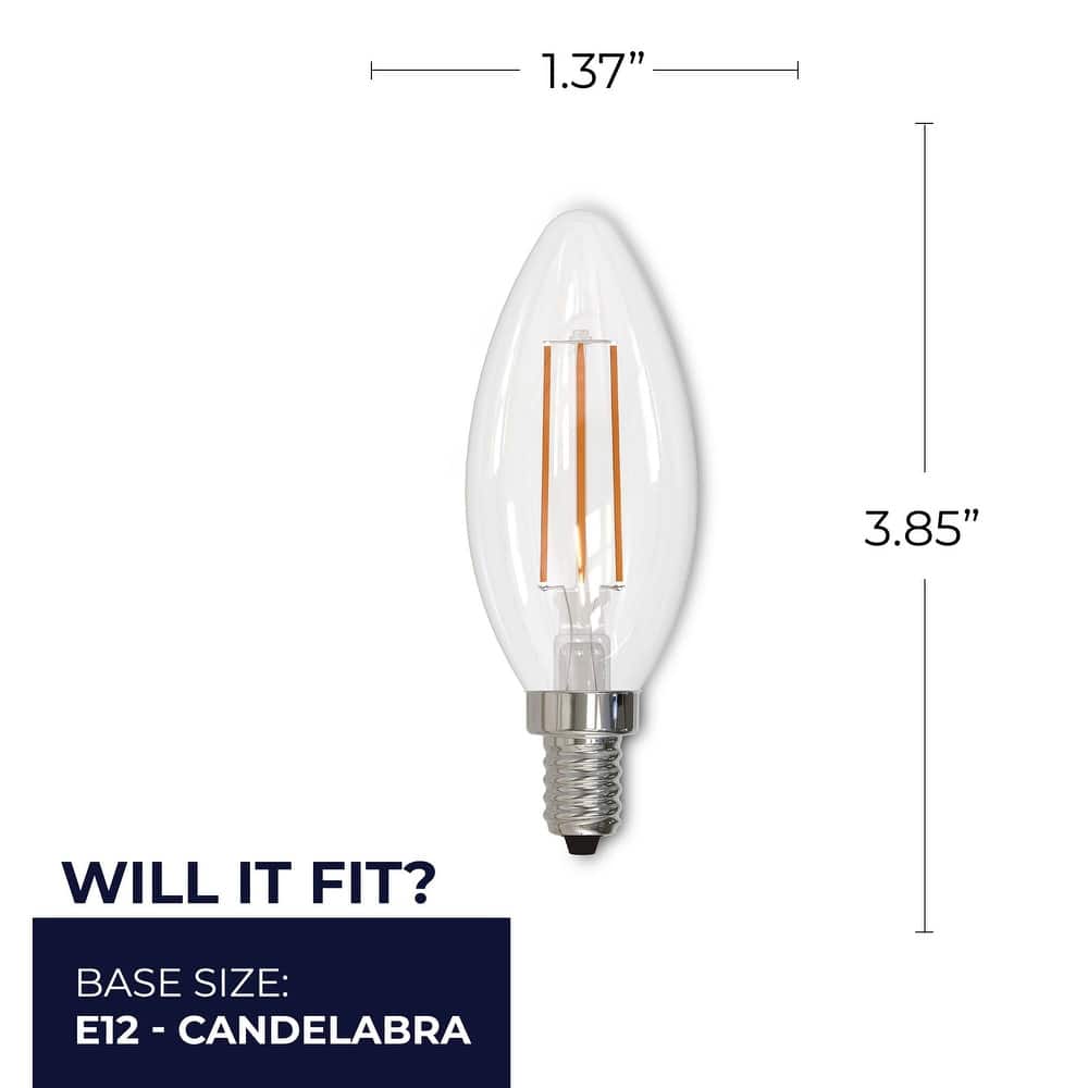 Bulbrite Pack of (4) Dimmable Clear Filament B11 Candelabra (E12) LED Bulb