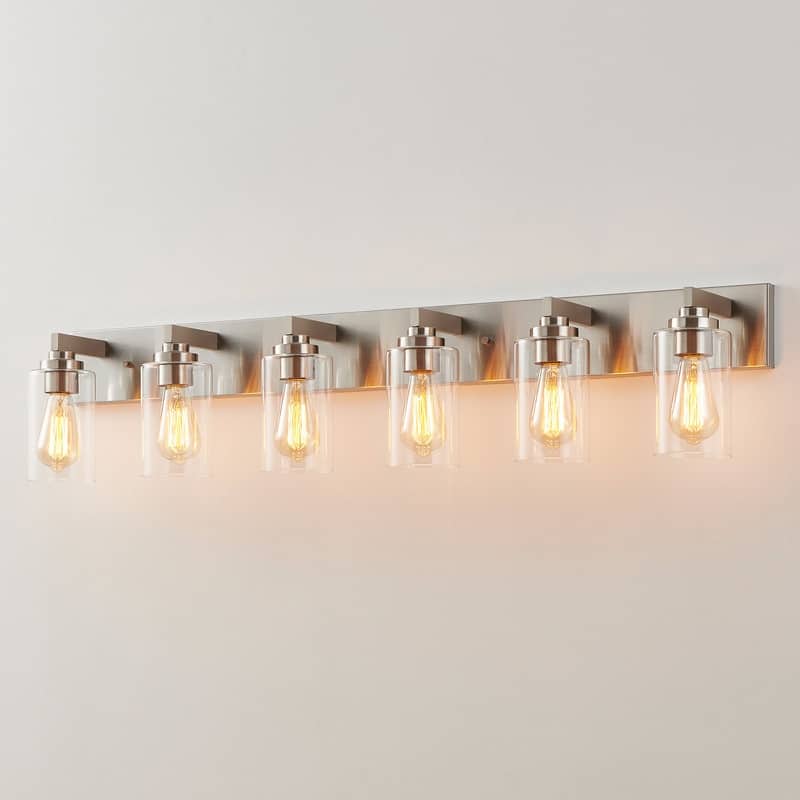 KAWOTI 6-light Bathroom Vanity Light with Clear Glass Shade