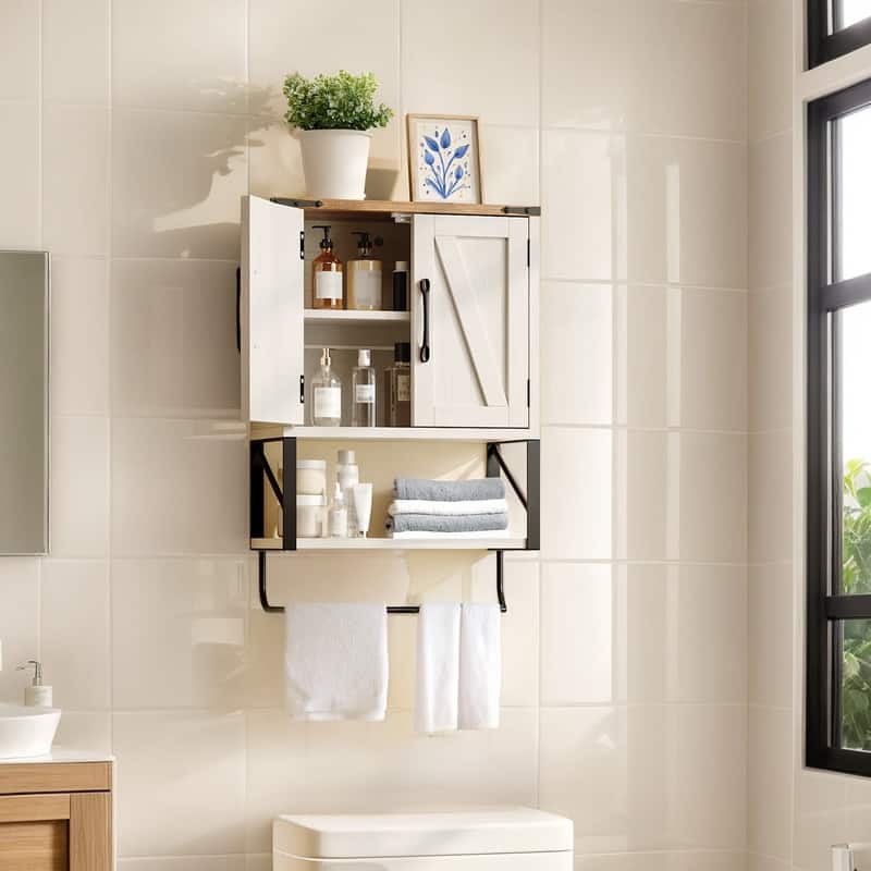Barn Door Bathroom Cabinet Wall Mounted With Towel Bar