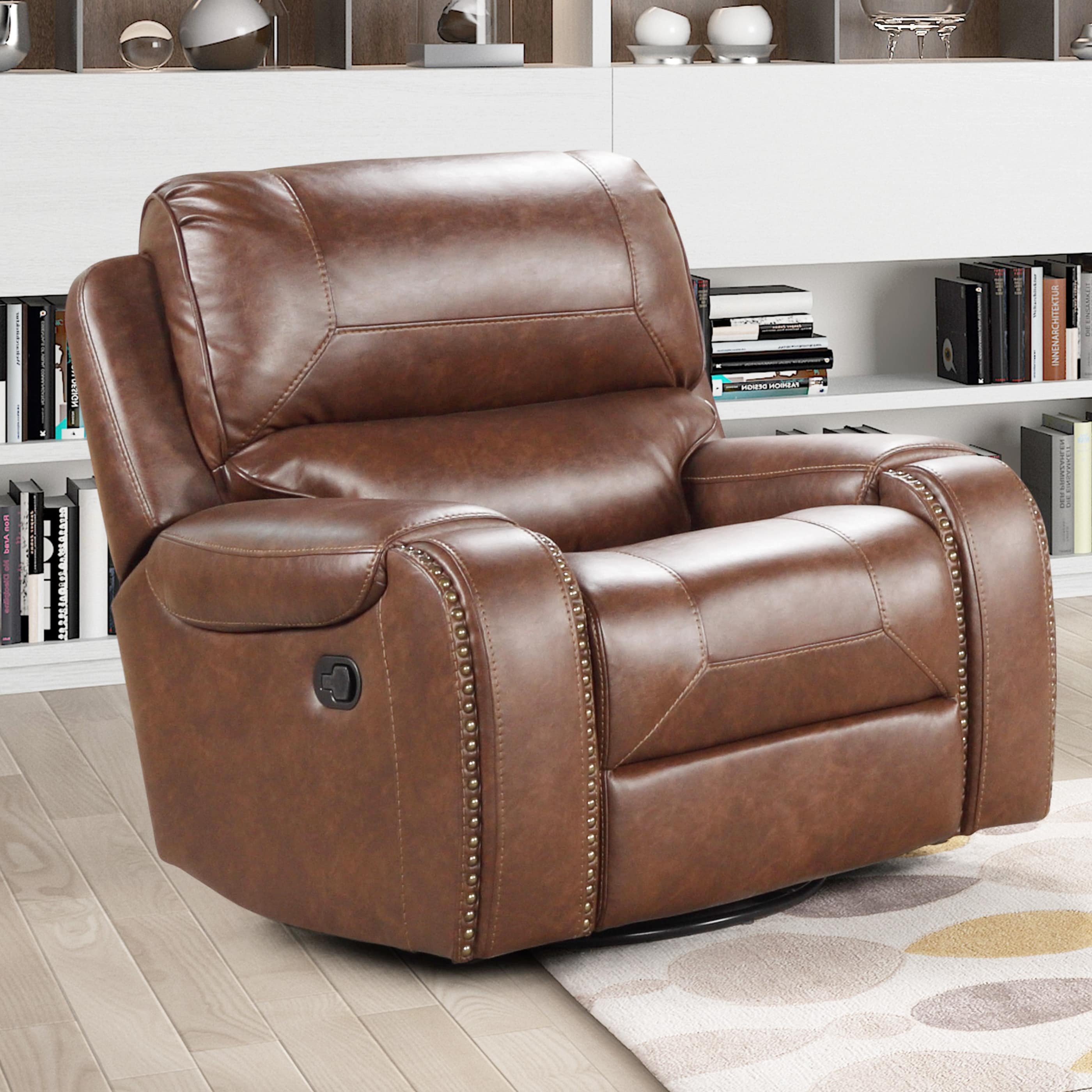 leather swivel glider