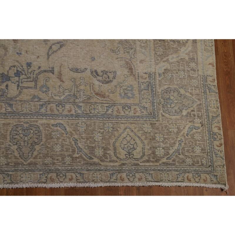 Medallion Tabriz Persian Vintage Rug Hand-Knotted Wool Carpet - 9'9" x 12'8"