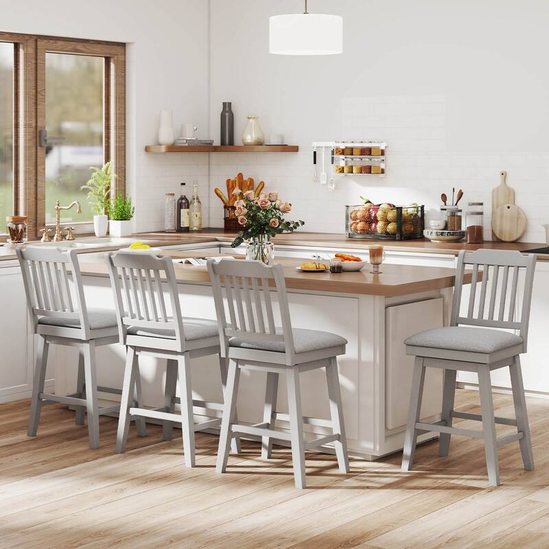 Costway 25" Counter Height Bar Stools Set of 2/4 with Slatted Back - See Details
